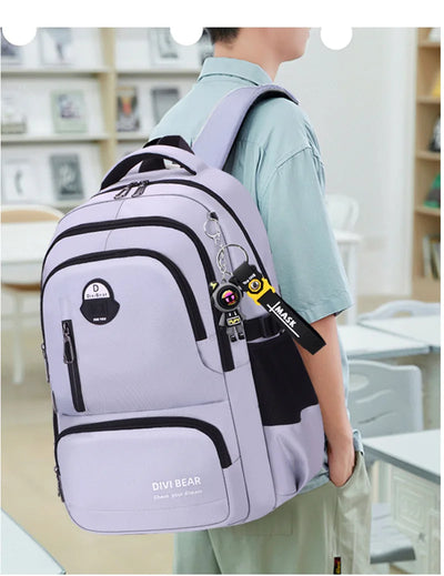 2025 Large capacity men's backpack with astronaut pendant 2 sizes of student school backpacks Student nylon school bags mochilas