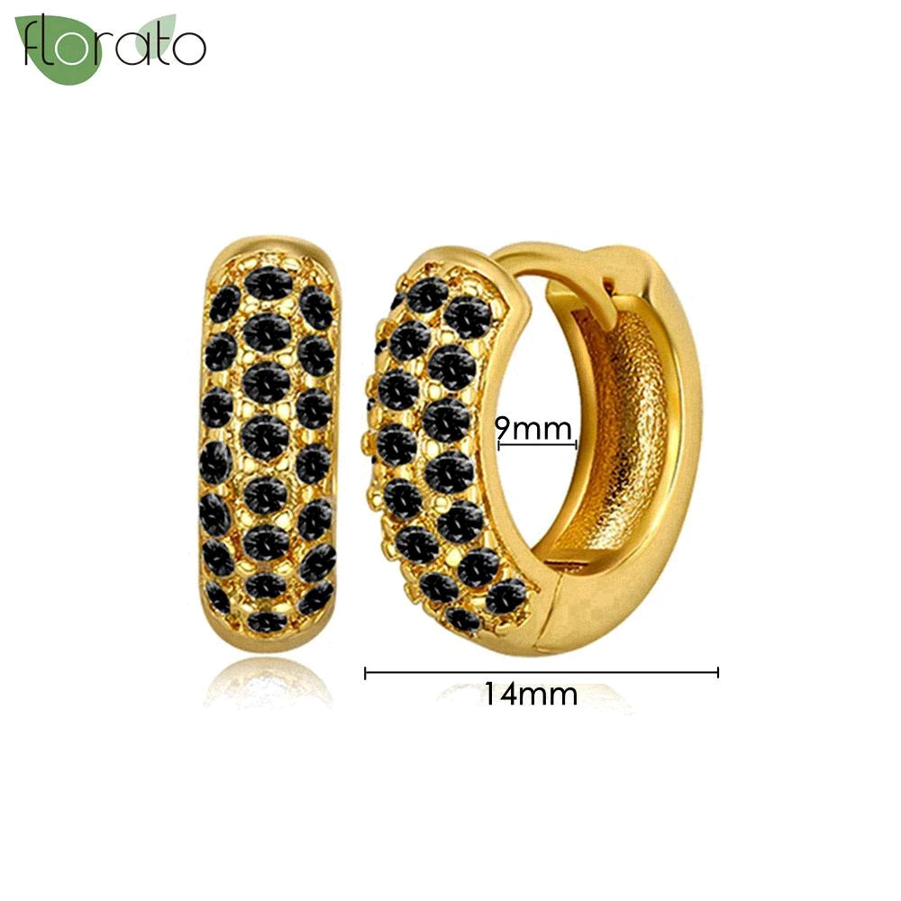 925 Sterling Silver Needle Fashion Round Pendant Small Earrings Luxury Gold Hoop Earrings for Women Premium Black Jewelry Gifts