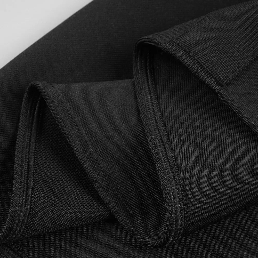 Black Rose Knitted Bandage Dress Women Summer Fashion Diamonds Halter Single Breasted A Line Mini Dress Celebrity Evening Party