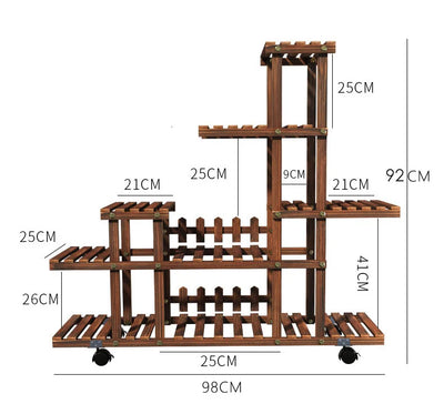Household Balcony Flower Rack Solid Wood Multi-layer Indoor Outdoor Succulent Pot Rack Living Room Bonsai Hanging Pot Rack Table