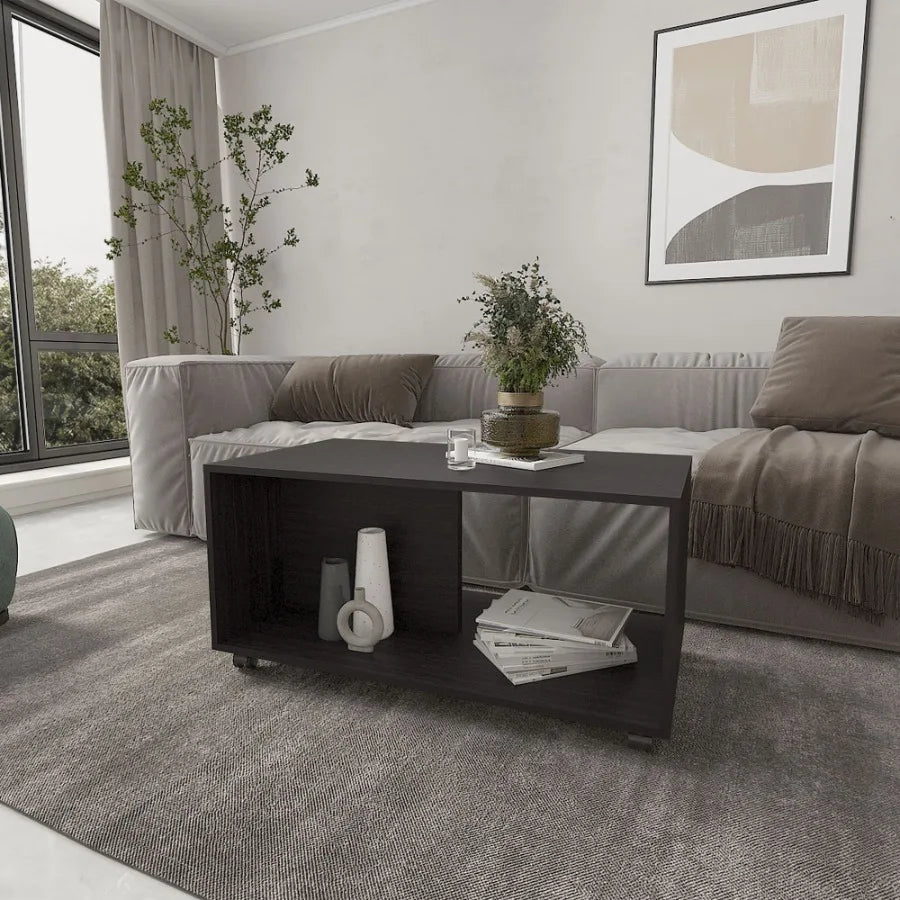 Gu Oidak Coffee Table with Open Storage and Caster Wheels gue