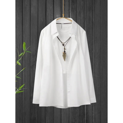 Women's Large Size Shirts White Top Lapel Spring and Summer Thin Travel Essential Single-breasted