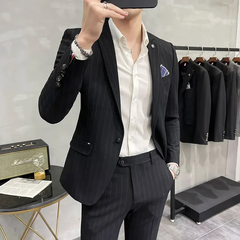 High-Quality Two-Piece Groom Wedding Suit Business Casual Banquet Costume for Men Luxury Ensemble with Trousers
