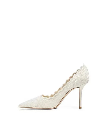 White Wedding Shoes Bridal Shoes Design Sense Niche Lace Pointed Stiletto Heel Shallow French High Heels Female Temperament