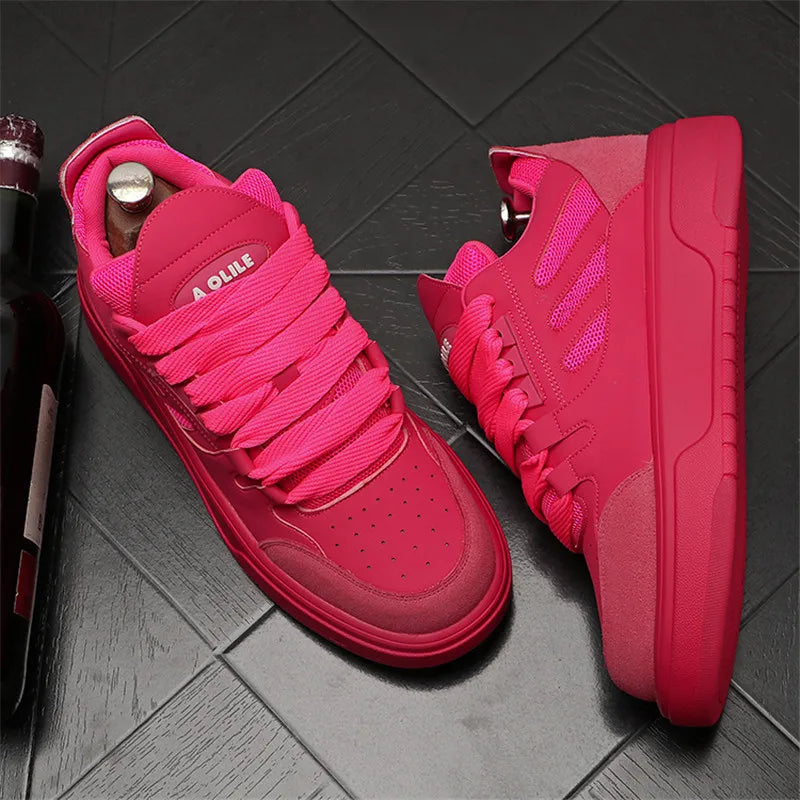 Luxury Designer Fashion New Men's Yellow Rose Red Platform Comfort Casual Board Shoes Flats Male Sports Walking Sneaker