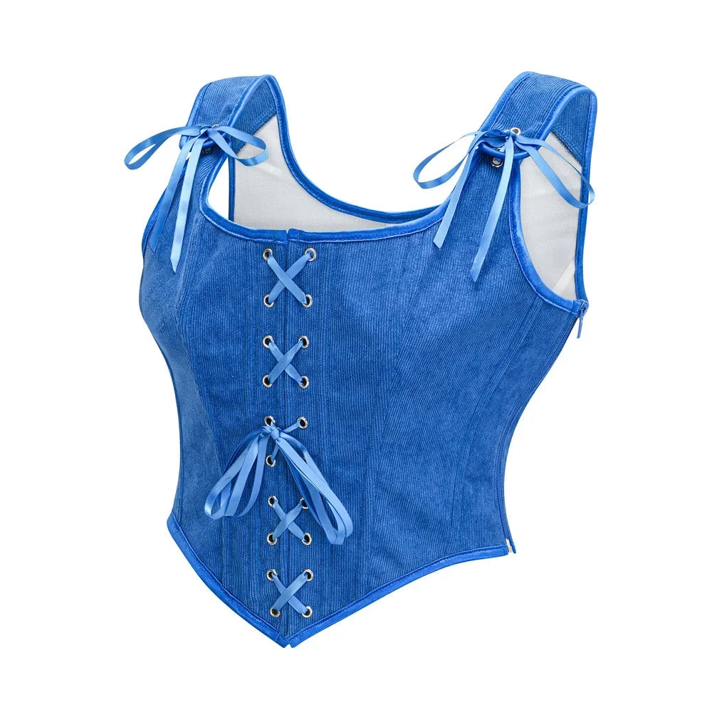 Women's Retro Lace Up Corsets with Straps Steampunk Bustier Crop Top Women Body Shaper Slimming Vest
