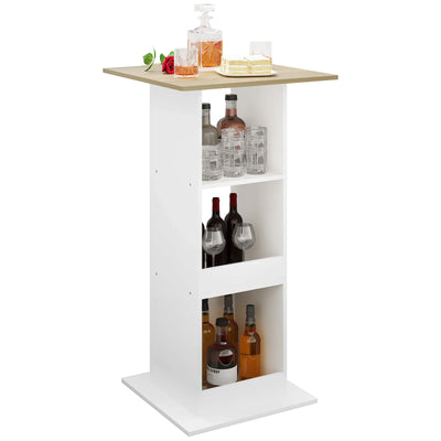 WOLTU 1PC Bar Table Bistro Square Counter Table with 3 Shelves Side Cabinet Drink Stand for Pub Kitchen Dining Room Living Room