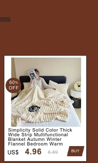 Simplicity Solid Color Thick Wide Strip Multifunctional Blanket Autumn Winter Flannel Bedroom Warm blanket Leisure Time Blanket