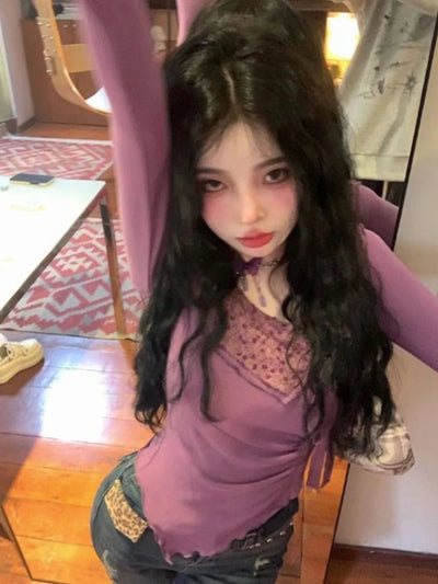 2025 Autumn New Long Sleeve Bottoming T-Shirts Women Elegant Sweet Y2k Aesthetic Tshirts Korean Irregular Chic Bow Tees Femme