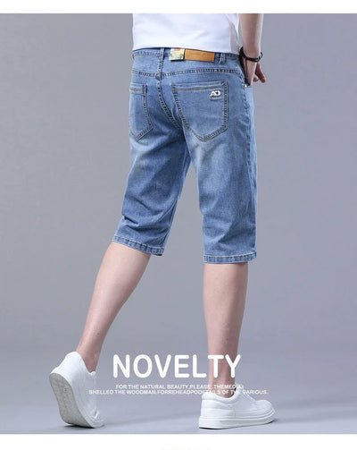 2024 New in SULEE Brand Summer  Men's Stretch Short Jeans Fashion Casual Slim Fit High Quality Elastic Denim Shorts Male Clothes