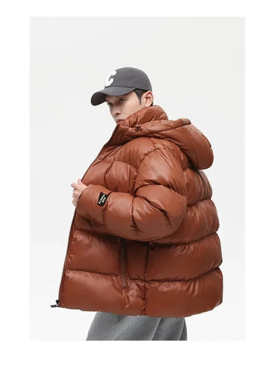 Solid Color with Hoodie Warm Puffer Jackets Padded Cotton Clothes Waterproof Jackets Man Winter Coats Men Hooded Zipper Parkas