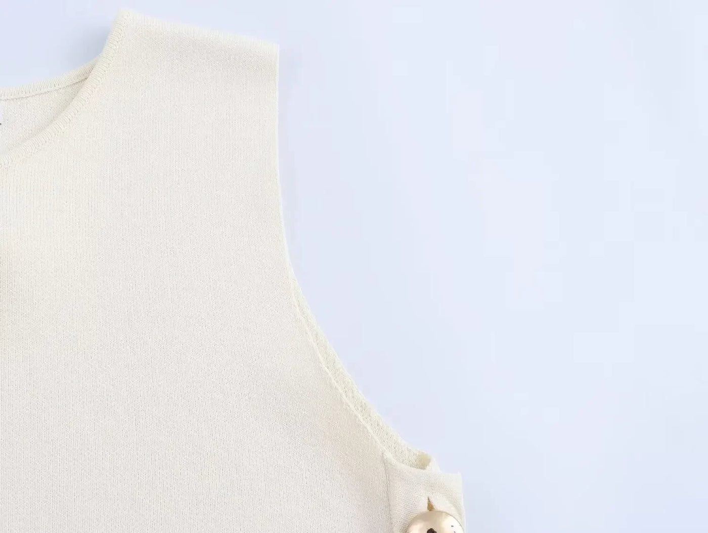 TRAFSHE Woman Side Buttons Knitted Vest Casual Slim Sleeveless High Low Hem O Neck Tanks Y2K Autumn Crop Top 9598/133