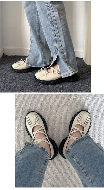 Ballerinas Woman 2025 Clogs Platform Low Heels Bow-Knot Casual Female Sneakers Summer Shoes Ladies Shallow Mouth Flats Ballet Cr