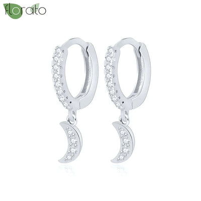 925 Sterling Silver Needle Little Huggies Hoop Earrings for Women Tiny Crystal Zirco Pendant Cartilage Earrings Piercing Jewelry