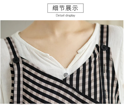 Oversized Summer Plaid Print Jumpsuit Women Wide Leg Loose Pleated Fashion Ladies Jumpsuits V-Neck Sleeveless Woman Jumpsuits