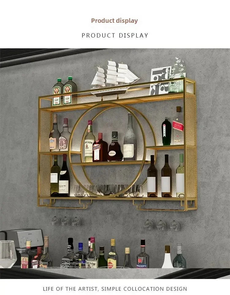 Wall Mount Wine Rack Bottle Wine Bar Cabinet Holder Adapt Single Miniature Black Cup Glass Storage Wine Cabinet Decor Szafeczki