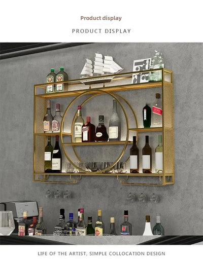 Wall Mount Wine Rack Bottle Wine Bar Cabinet Holder Adapt Single Miniature Black Cup Glass Storage Wine Cabinet Decor Szafeczki