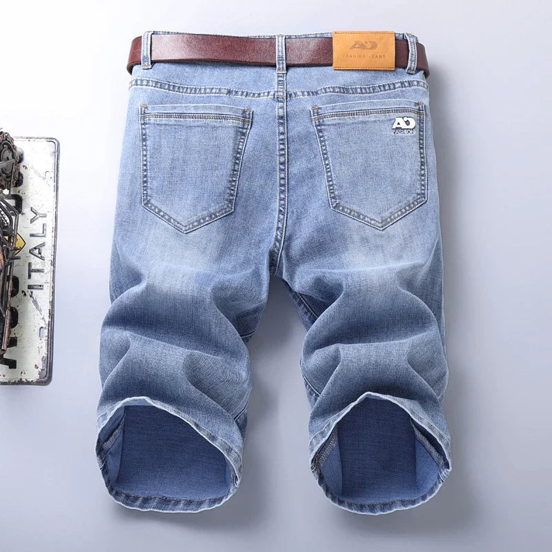 2024 New in SULEE Brand Summer  Men's Stretch Short Jeans Fashion Casual Slim Fit High Quality Elastic Denim Shorts Male Clothes