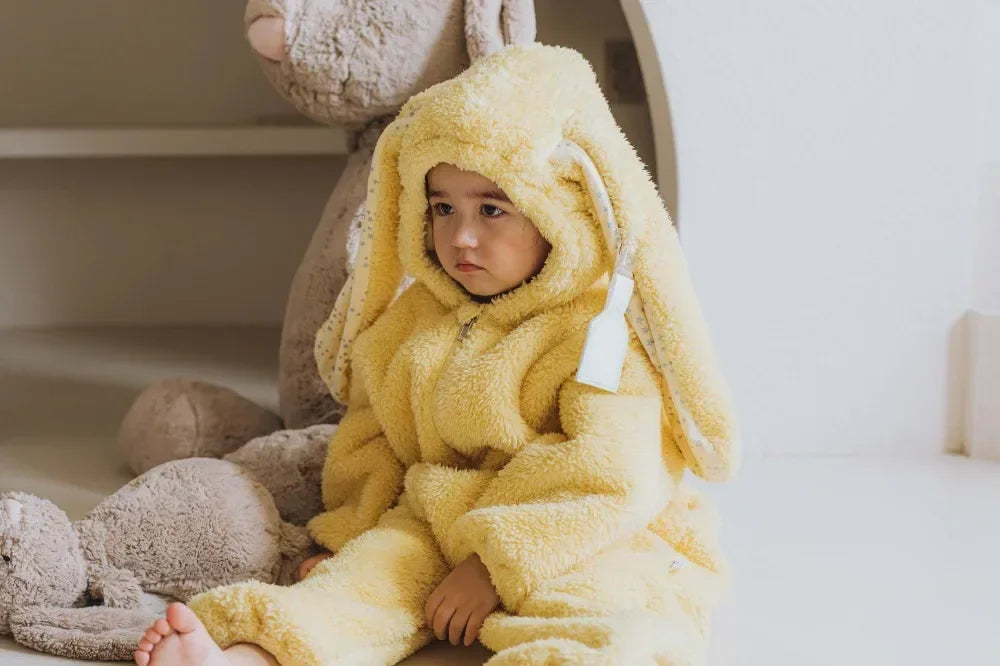 Winter Winter  Baby Romper Boys Girls Zipper Newborn Jumpsuit Cute Hooded Rabbit Pajamas Baby Girl Clothes 1-2 Years