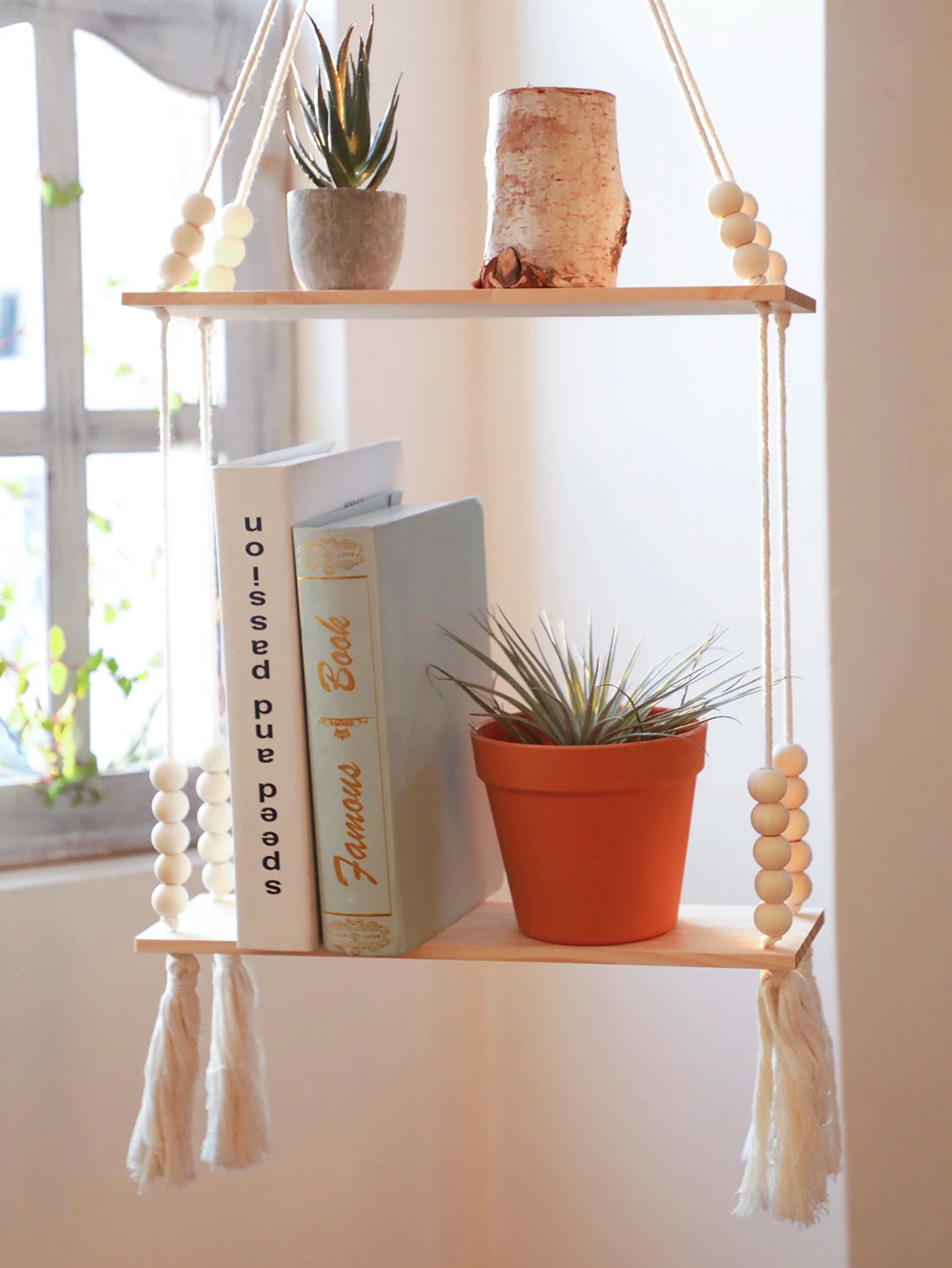 Wooden Storage Rack Wall Hanging Shelves Plant Floating Wall Shelf Rustic Wood Shelves Bedroom Living Room Home Decorations Gift