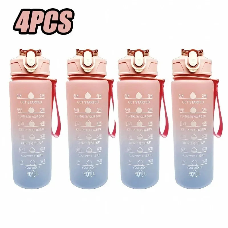 900ml Leakproof Water Bottles with Times To Drink and Straw Motivational Drinking Sports Water Bottle for Fitnes Gym Outdoor