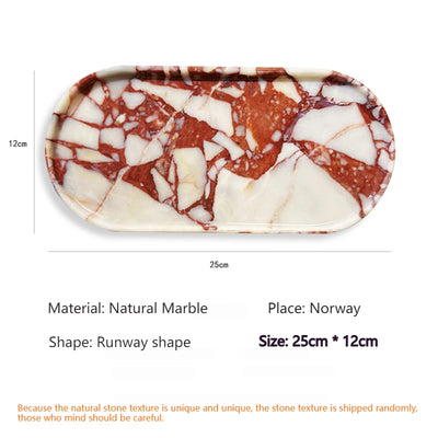 Luxury Green Marble Oval Tray: Bathroom Organizer & Fruit Serving Platter, Waterproof Stone Decor for Hotel Spa Home Kitchen