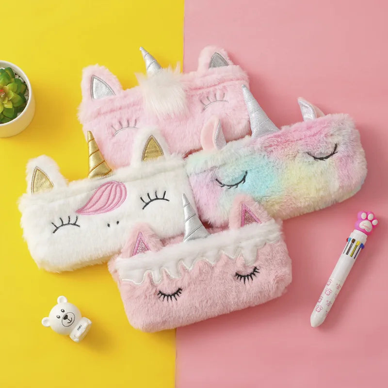 Plush Unicorn Cute Pencil Case Licorne Kawaii Girls Estuche Para Lpices for Trousse Astuccio Canvas Scolaire School Cartuchera