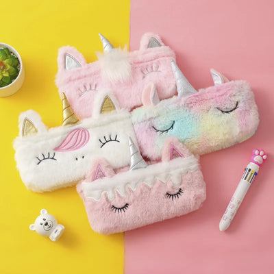 Plush Unicorn Cute Pencil Case Licorne Kawaii Girls Estuche Para Lpices for Trousse Astuccio Canvas Scolaire School Cartuchera