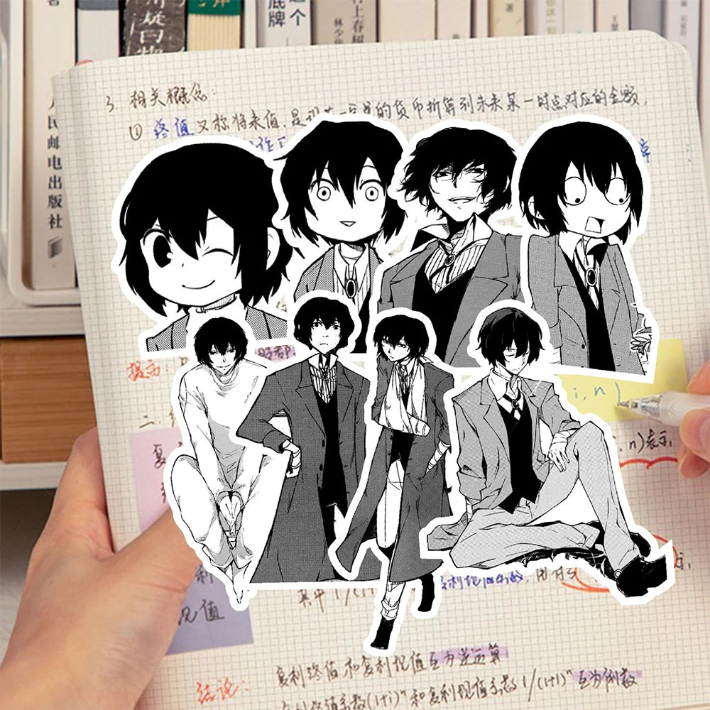 10/30/70pcs Anime Bungo Stray Dogs Stickers Cartoon Decals DIY Luggage Stationery Phone Cool Black White Graffiti Sticker Decor