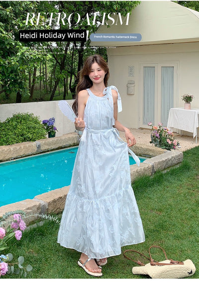 Lazy Vacation Style Dress Summer Elegant Halter