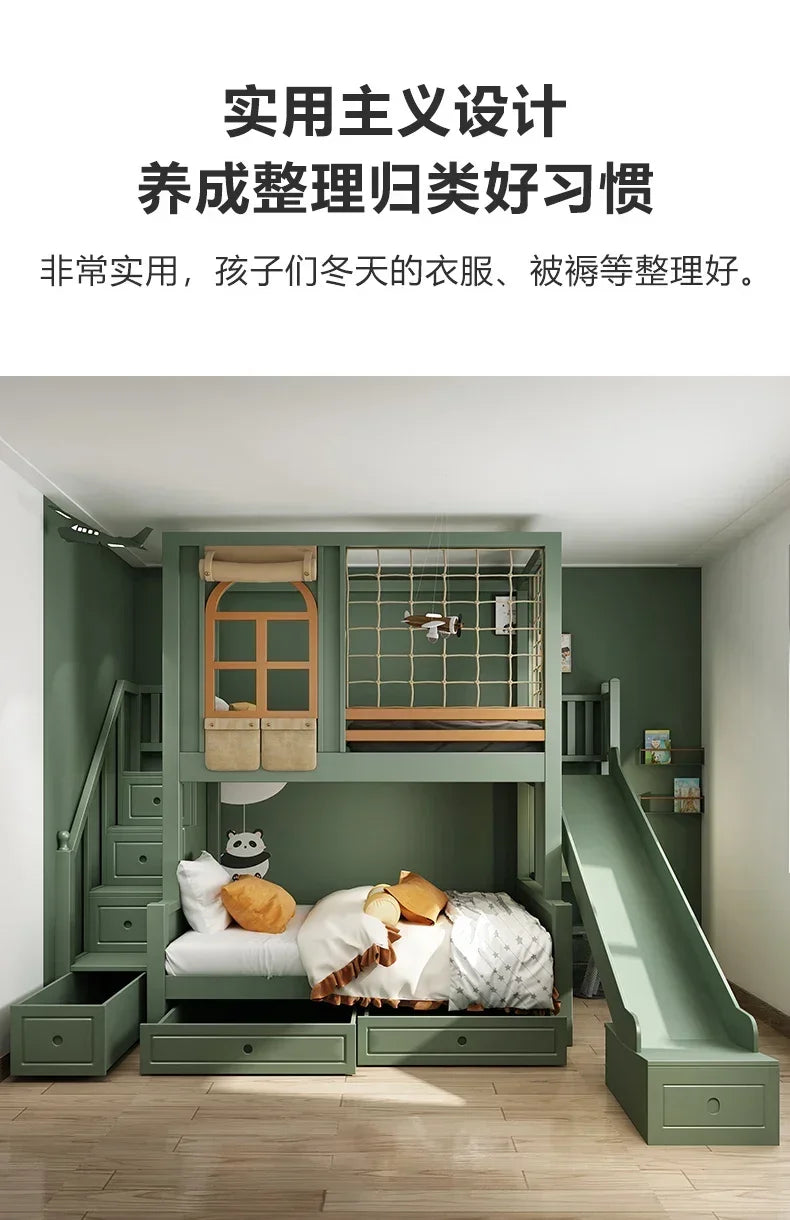 Double Storage Space Children Beds Loft Foldable Bunk Slide Children Beds Design Mueble Infantil Bedroom Furniture