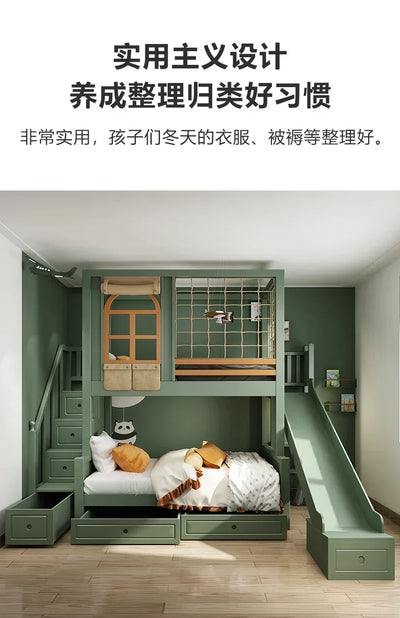 Double Storage Space Children Beds Loft Foldable Bunk Slide Children Beds Design Mueble Infantil Bedroom Furniture