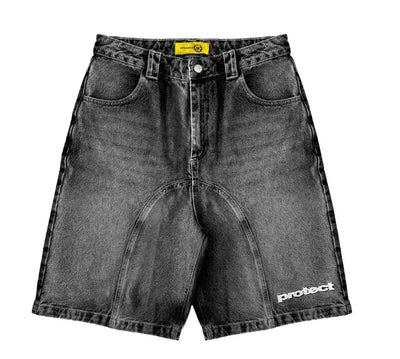American New Letter Pattern Embroidered Denim Shorts Y2K Men's Street Retro Washed Old Trend Gothic Denim Sweatpants Street Wear