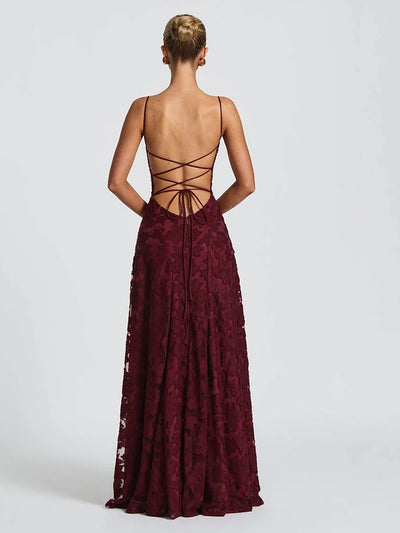 JULISSA MO Sexy Backless Chiffon Bandage Women Maxi Dress Spaghetti Strap Floral Dress Summer Skinny Elegant Party Evening Dress