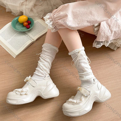 Comemore Retro  Ballet Style Sneakers Shallow Mouth Thick Sole Single Shoe for Women Spring Autumn Casual Sport Mary Jane Shoes