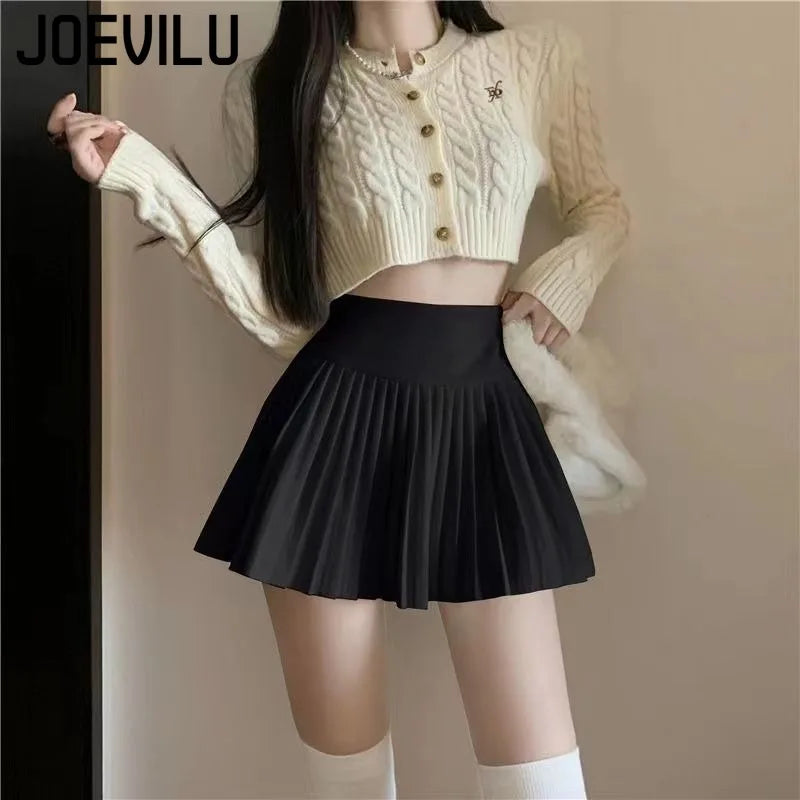 Women's High Waist Pleated Mini Skirt Summer A-Line White Anti Slip Design Skirt for Petite Figure Flattering Y2k Kawaii Skirts