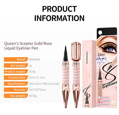 Precision Liquid Eyeliner Pen - Long-lasting, Waterproof, Transfer-proof, Quick-Dry Black Eyeliner with Sparkling Design