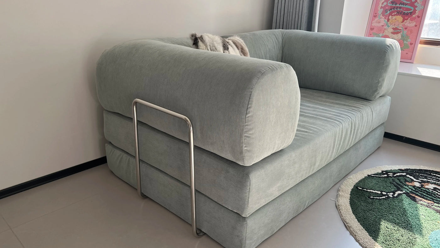 Italian Compressed Soft Sofa Convenient Minimalist Retro Corduroy Sofa Bed Foldable Washable Customizable for Living Room