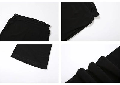 Y2K Black Long Skirts Women Harajuku Sexy Mesh Patchwork Wrap Skirt Summer Gothic Korean High Waist Slim A Line Faldas New