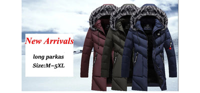 DIMUSI Winter Men's Long Jacket Fashion Men Fur Collar Thermal Classic Coats Casual Warm Windbreaker Padded Jackets Men Clothing