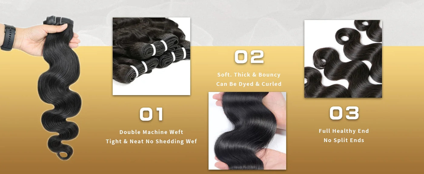Body Wave Bundles Human Hair 12A 100% Unprocessed Brazilian Virgin Human Hair Bundles Body Wave Human Hair Bundles Natural Black