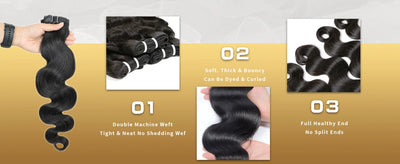 Body Wave Bundles Human Hair 12A 100% Unprocessed Brazilian Virgin Human Hair Bundles Body Wave Human Hair Bundles Natural Black