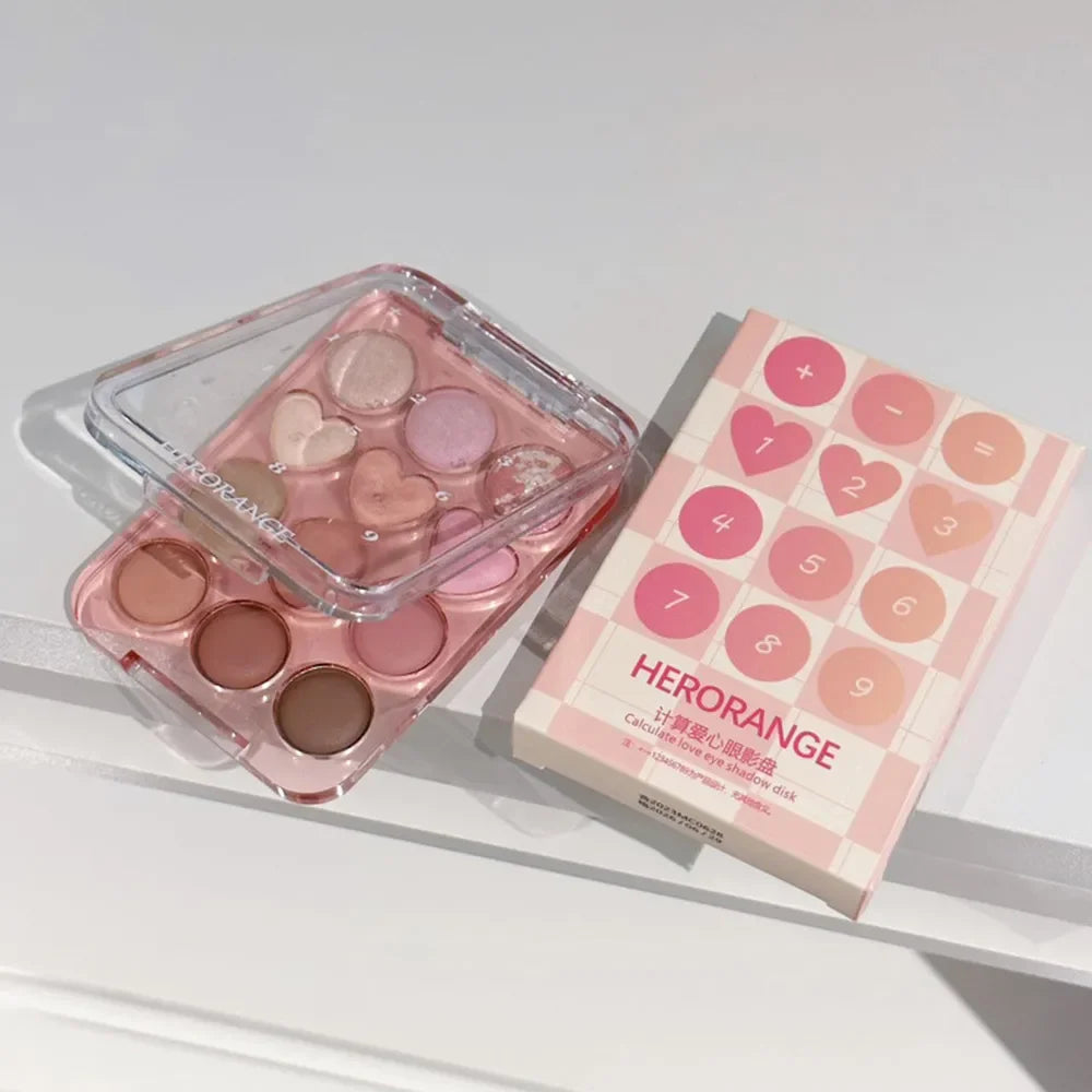Calculator Love Eyeshadow Palette 12 Colors Matte Pearlescent Glitter Non-Flying Powder Earth Color Eyeshadow
