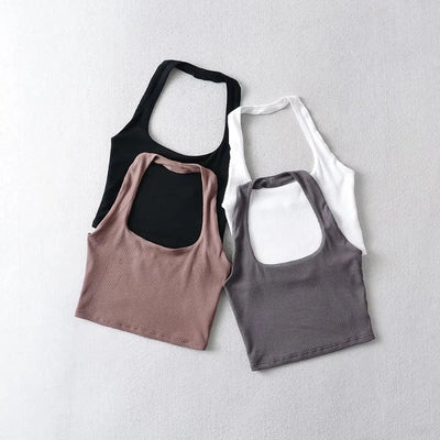 Sexy Women Crop Top 2023 Summer Double Halter Tops Sleeveless Tanks