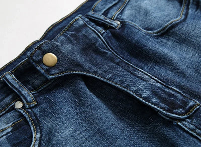 Jeans Men Long Pencil Pants Denim Pant High Waist Slim Fit Simple Zipper Splice Casual Regular Autumn Winter Straight Trousers