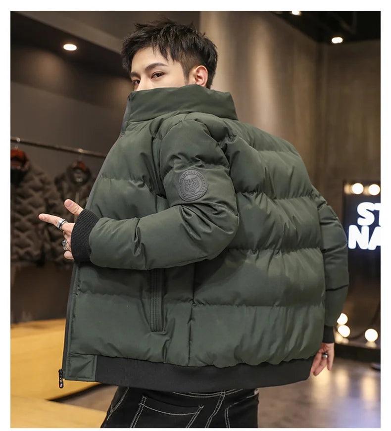 Autumn and winter standing collar cotton jacket men's thick warm fashion jacket casual jacket warm cotton jacket winter clothing