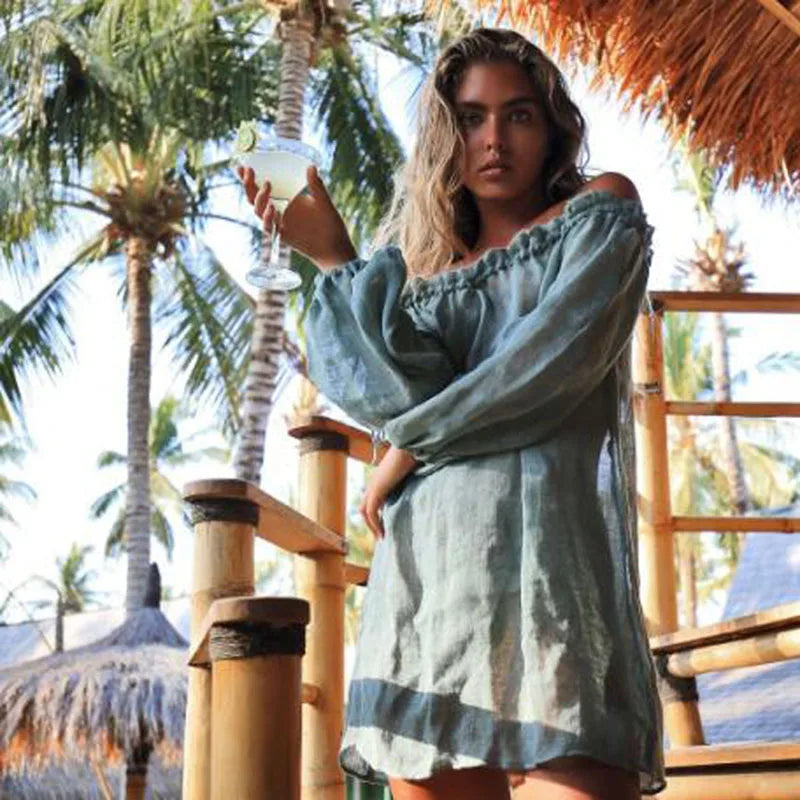 New Beach Wear Cover-ups Women White Cotton Tunic Bikini Wrap Skirt Swimsuit Cover Up Bath Dress Summer Sarong plage pareo