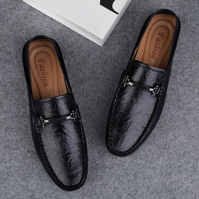 Men's breathable casual summer shoes with hollowed out men's driving shoes, high-quality men's business  genuine leather loafers