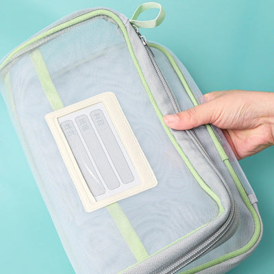3 Layers Stationery Storage Bag Stationery Mesh Zipper Bag File Folders Large Capacity Storage Bags School Office Organizer 파우치