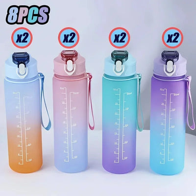 900ml Leakproof Water Bottles with Times To Drink and Straw Motivational Drinking Sports Water Bottle for Fitnes Gym Outdoor